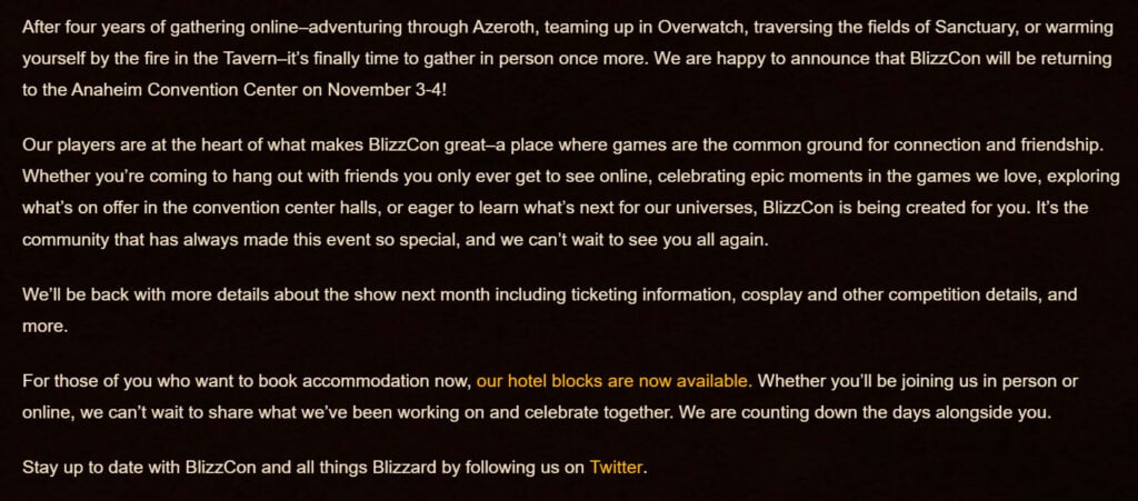 BlizzCon 2023: Official Date Finally Revealed