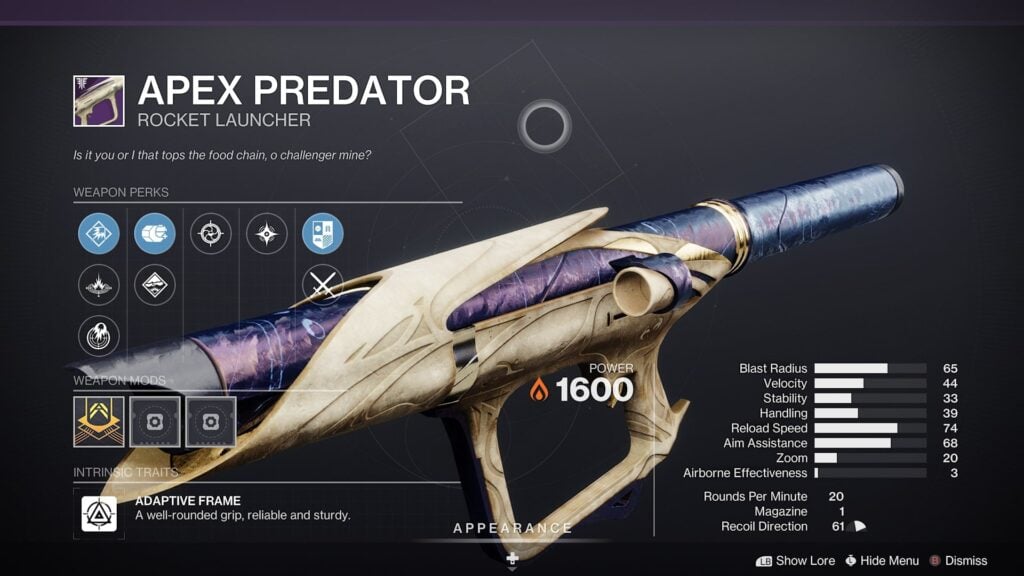 Apex Predator Rework