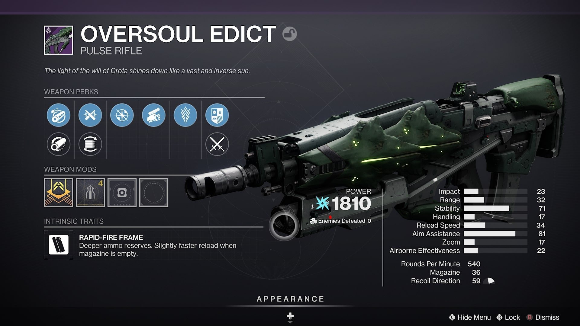 Oversoul Edict God Roll