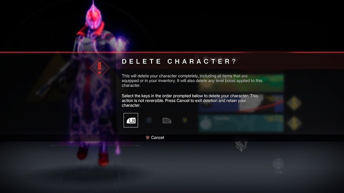 destiny 2 character deletion