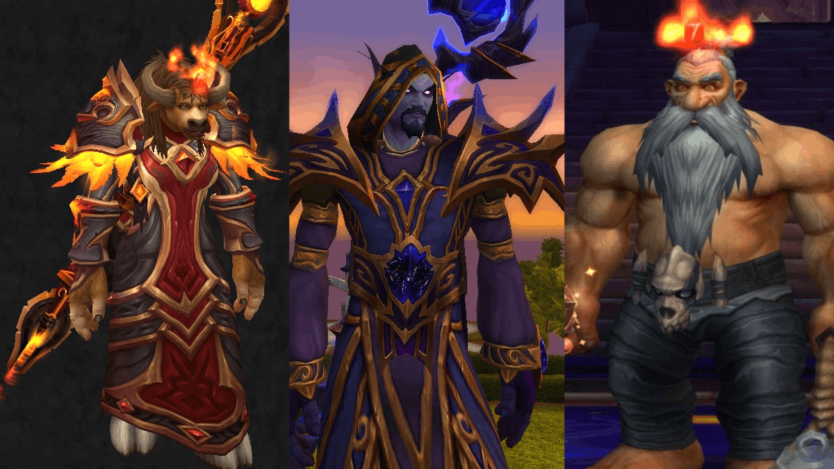 Tauren, Dwarf, and Void Elf fire mages