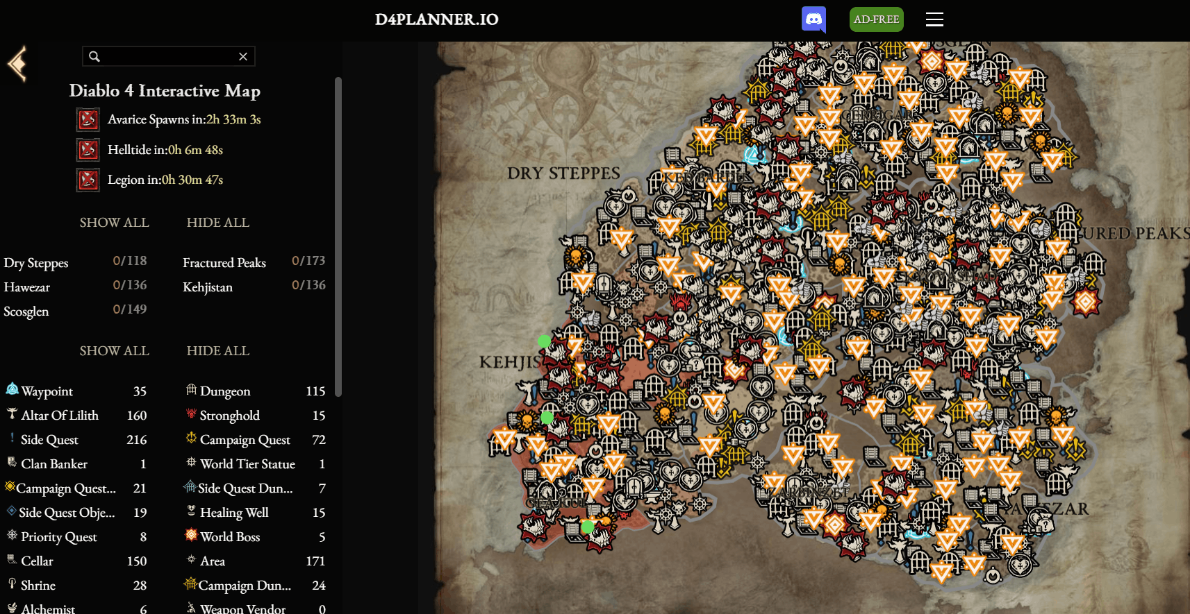 D4planner's Event Tracker