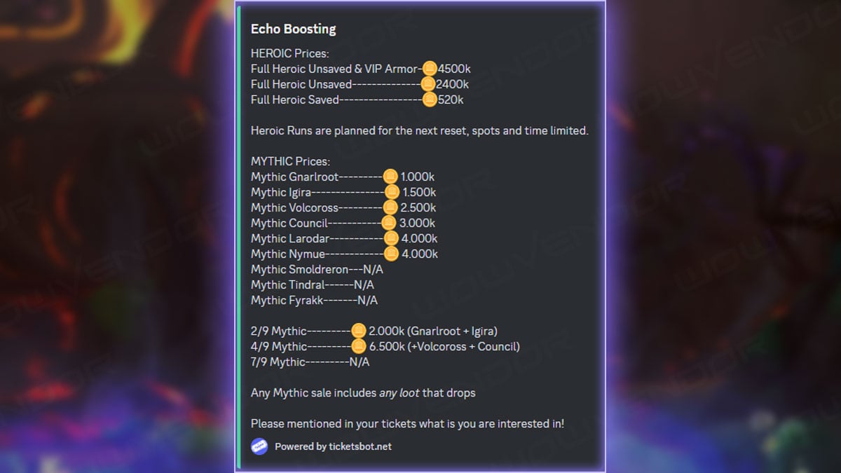 Echo, Liquid, and Method offer Amirdrassil Boosting Service