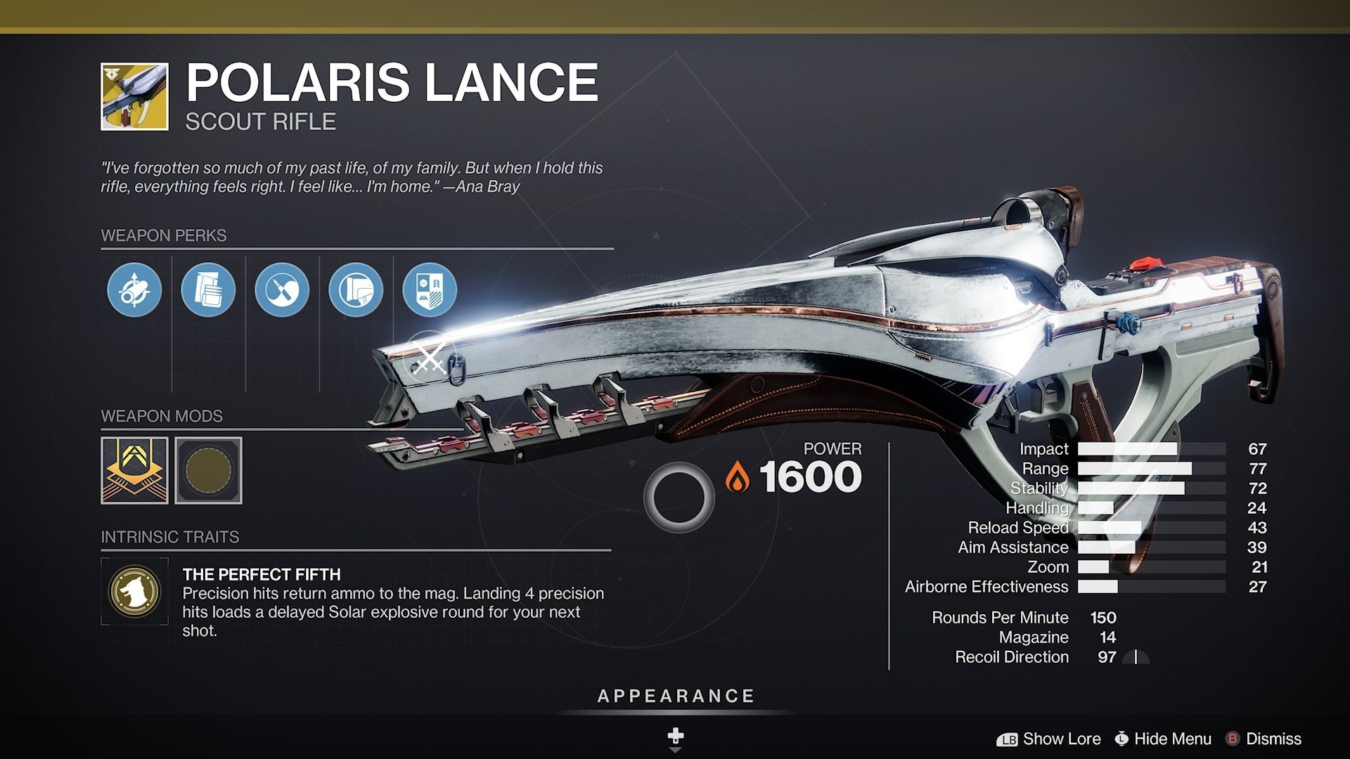 Polaris Lance Exotic Gun