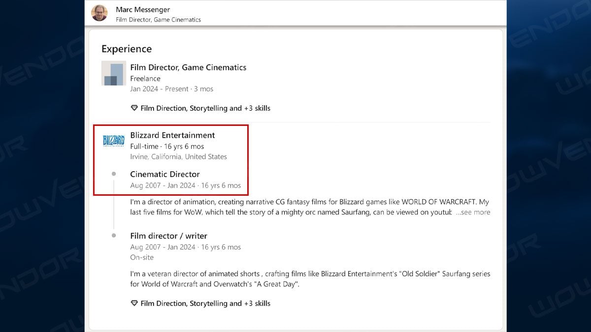 Rumor: Cinematic Director Marc Messenger Has Left Blizzard