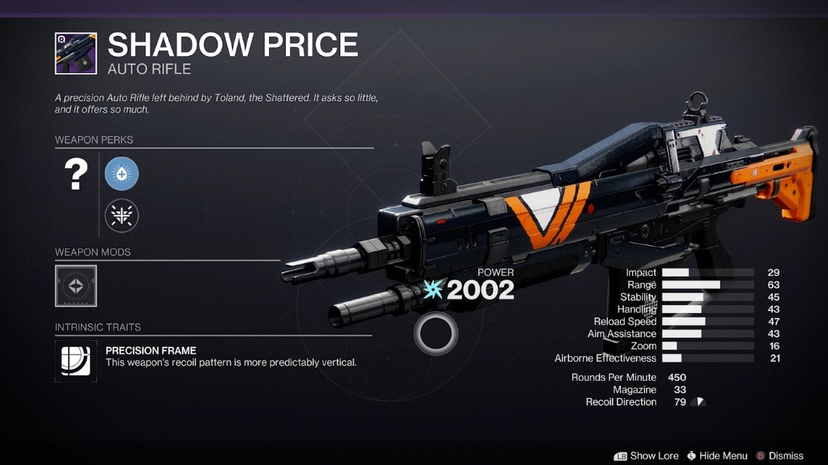 The Shadow Price Nightfalls weapons