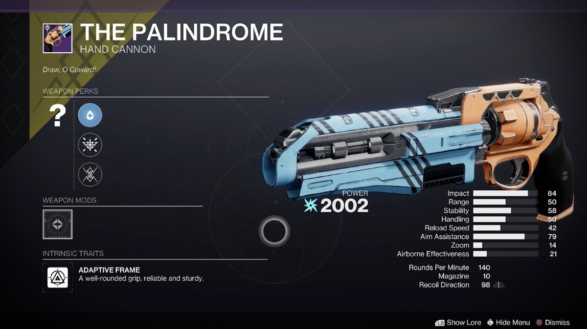 The Palindrome Nightfalls weapons