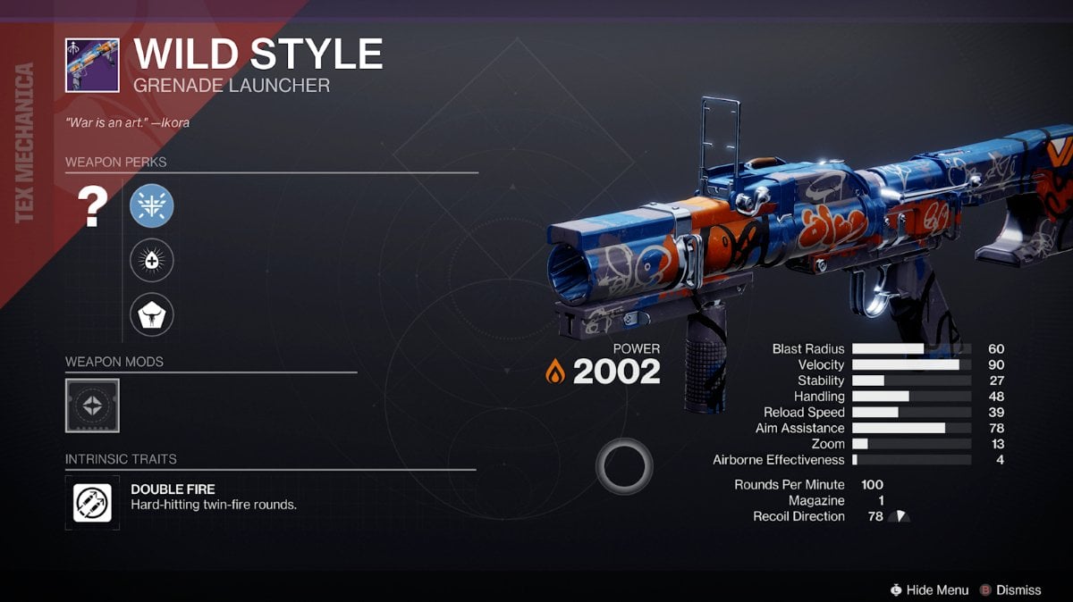Wild Style Nightfall weapon