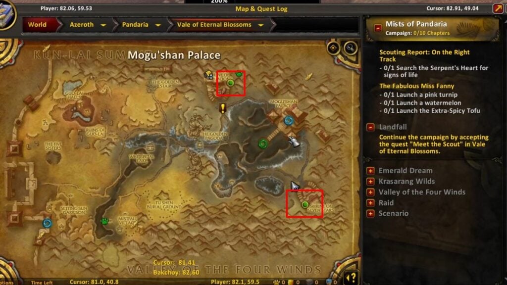 MoP Remix Location Exact Spots and Coordinates WowVendor