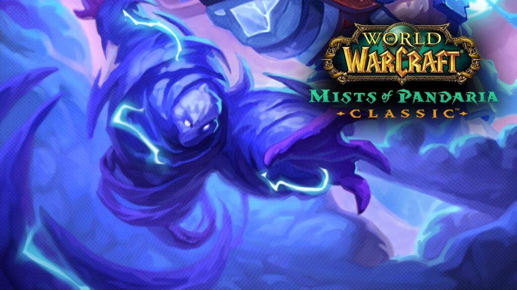 A vibrant Storm Elemental artwork with a Mists of Pandaria Classic logo.
