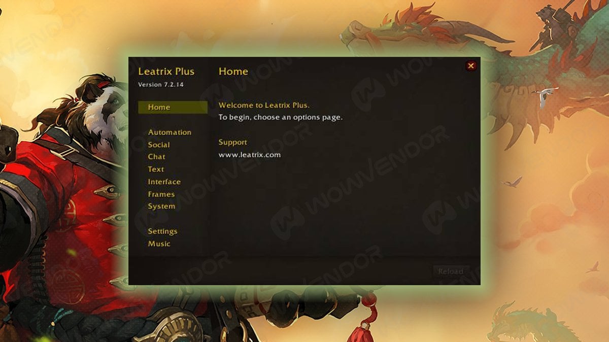 Best Mists of Pandaria Classic addon - LeatrixPlus interface.