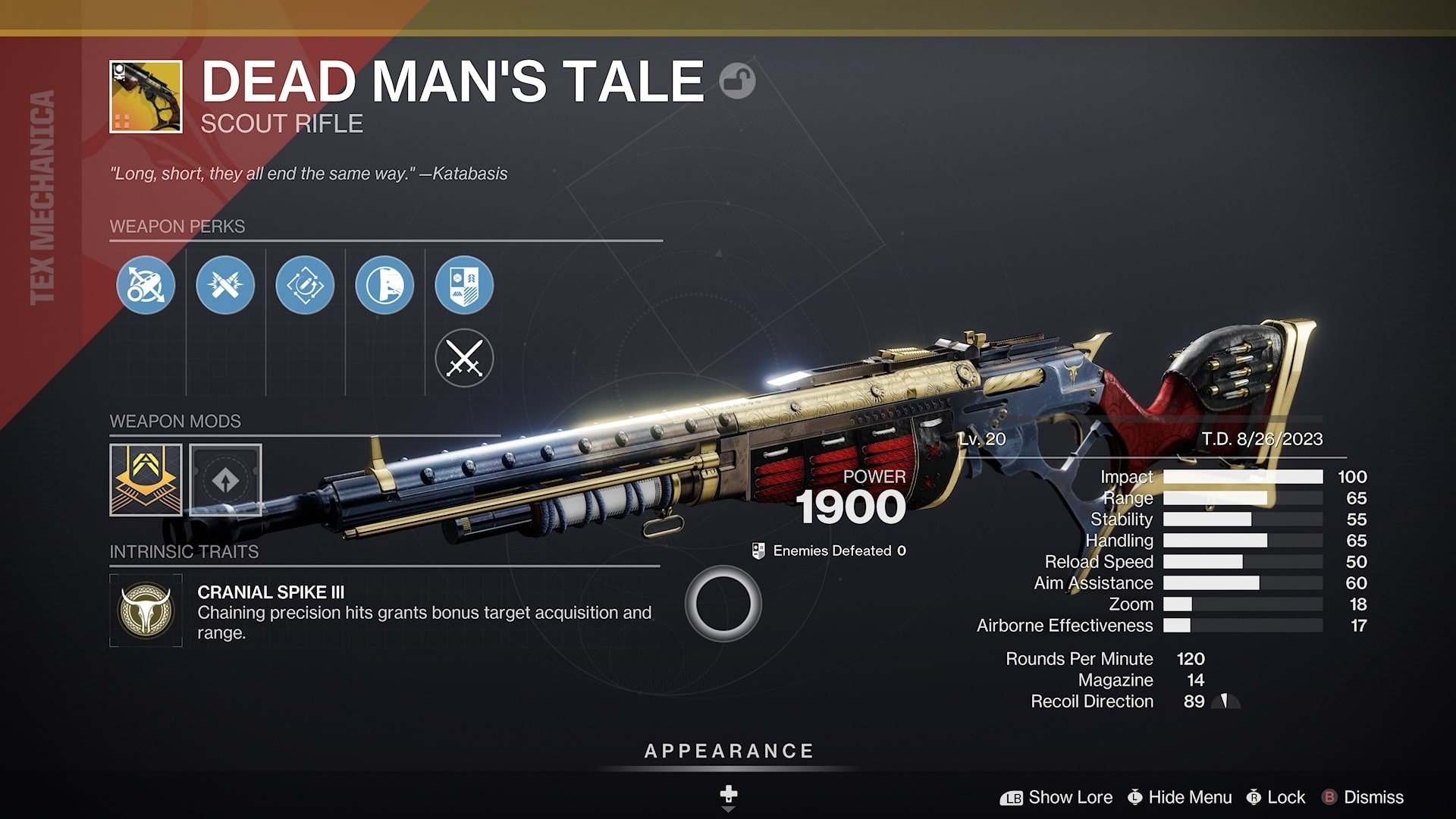 Dead mans tale craftable scout rifle