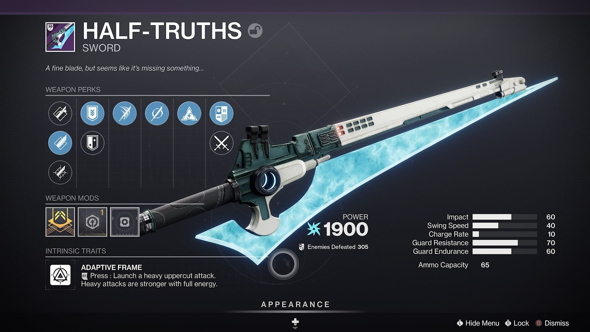 Half-truths craftable sword