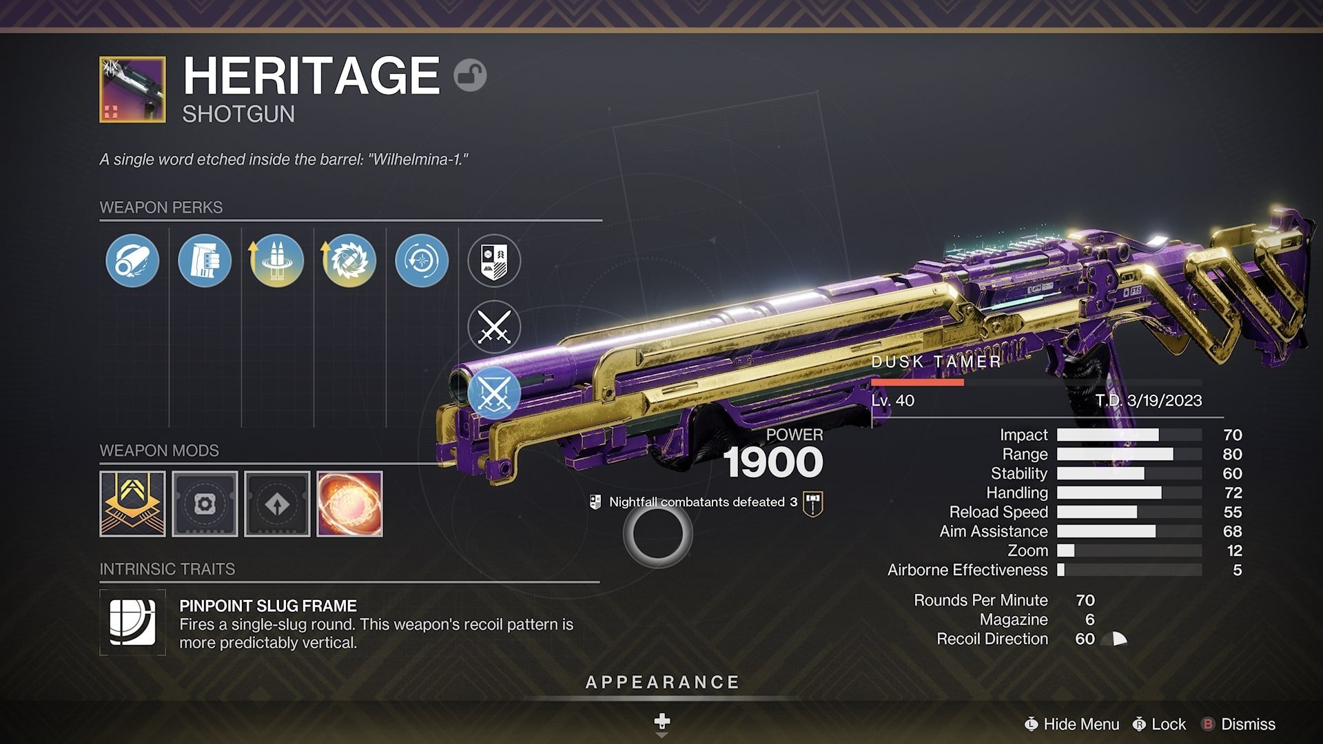 Heritage shotgun