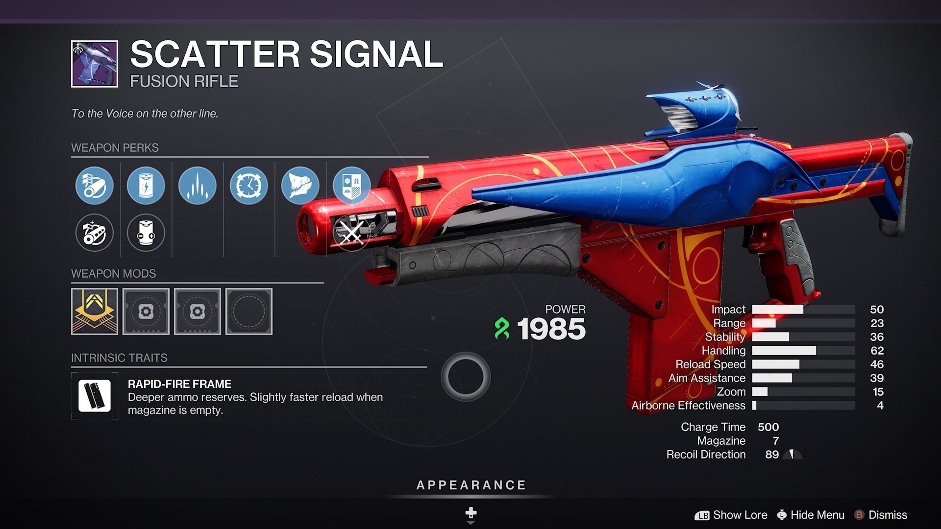 Scatter Signal craftable fusion rifle