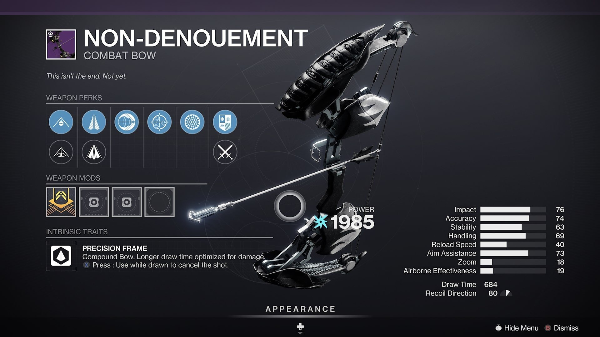 non-denouement craftable bow