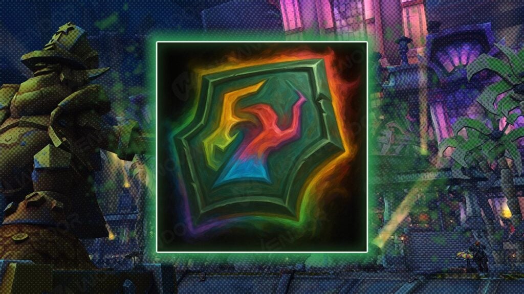 WoW The War Within Valorstone icon – a rainbow-colored shield used as upgrade currency in Patch 11.1.5 for gear progression.