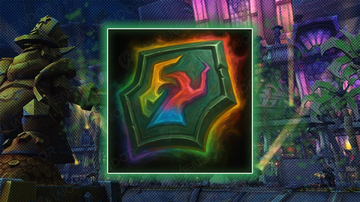 WoW The War Within Valorstone icon – a rainbow-colored shield used as upgrade currency in Patch 11.1.5 for gear progression.