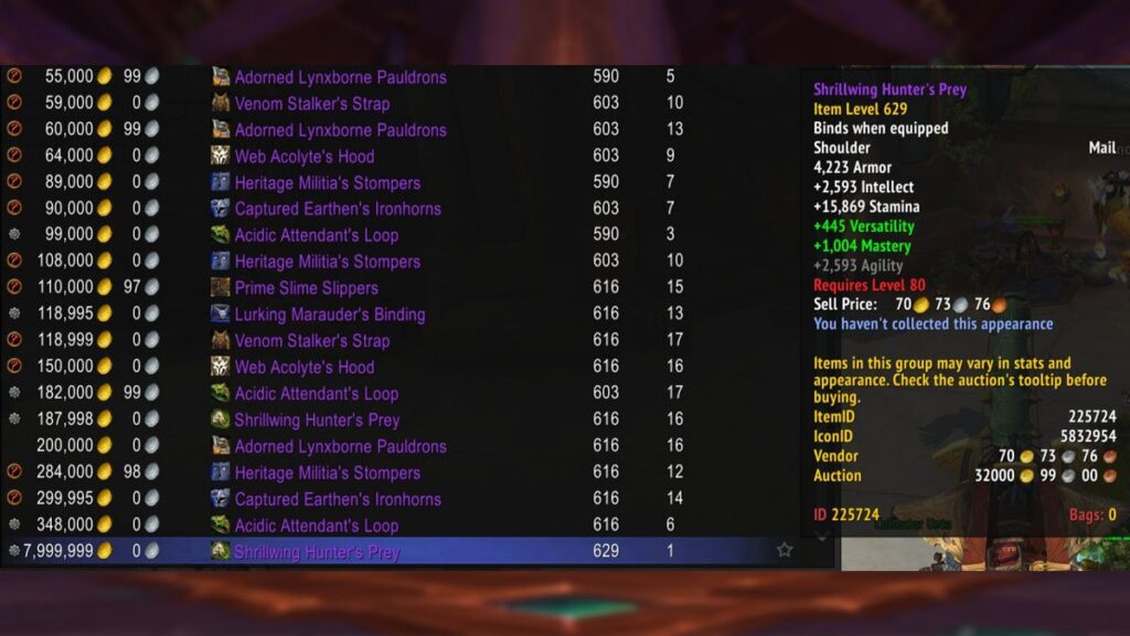 Trade Mythic raid BoEs on the Auction House Buy ilvl with gold WowVendor