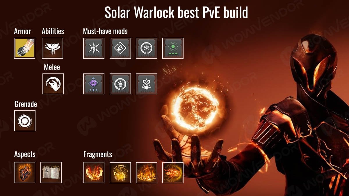 Destiny 2 Warlock using Sunbracers in a Solar build