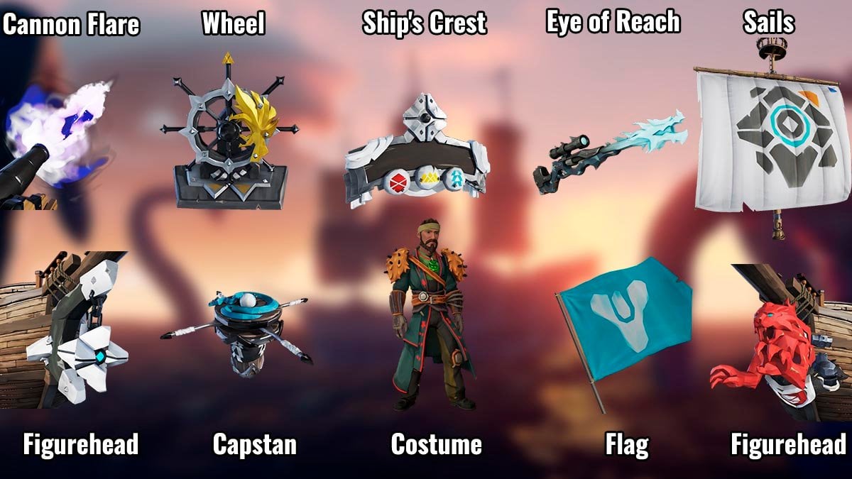 Destiny 2 collab cosmetics in Sea of Thieves