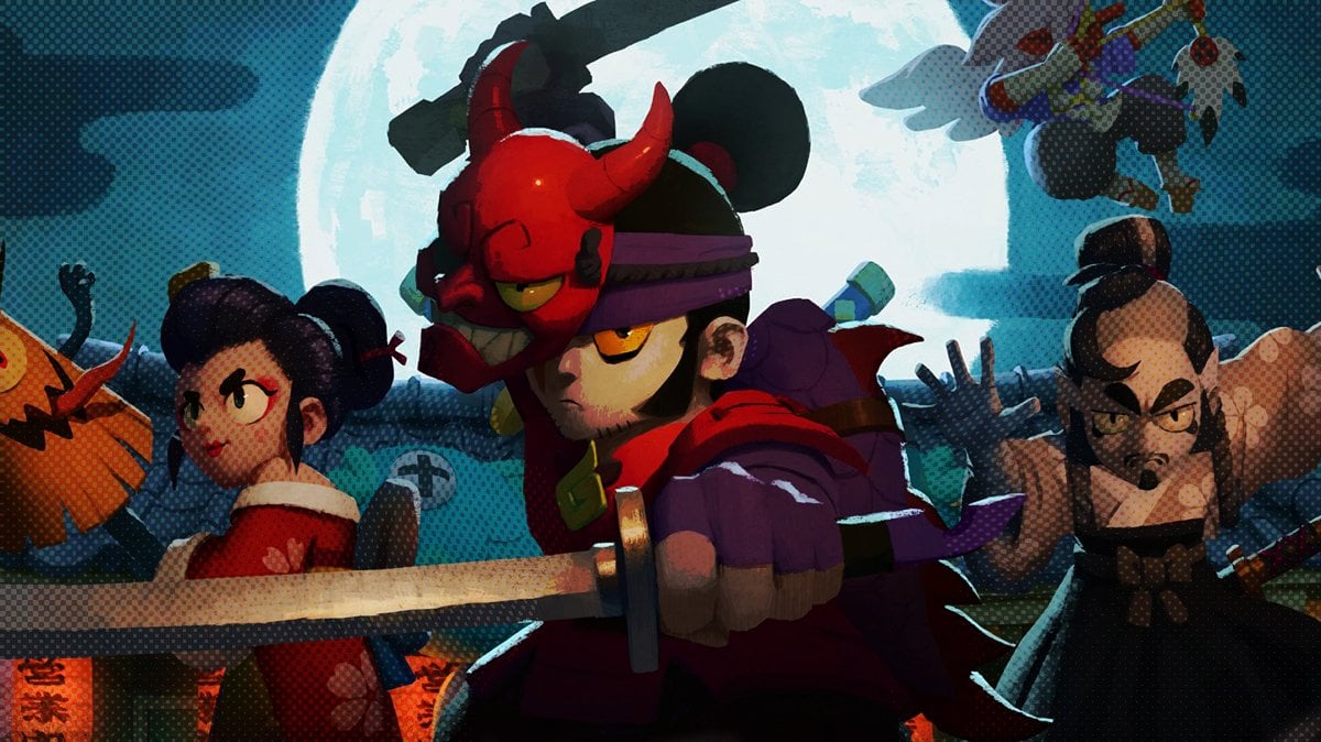 Battle for Katana Kingdom key art with half tones applied