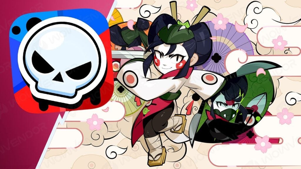 Brawl Stars official Kaze art with Brawl Stars logo on top of it