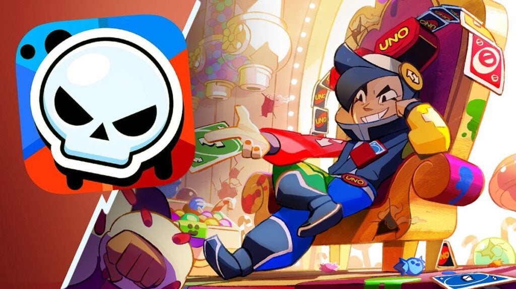 Brawl Stars x UNO collab official artwork with Brawl Stars logo