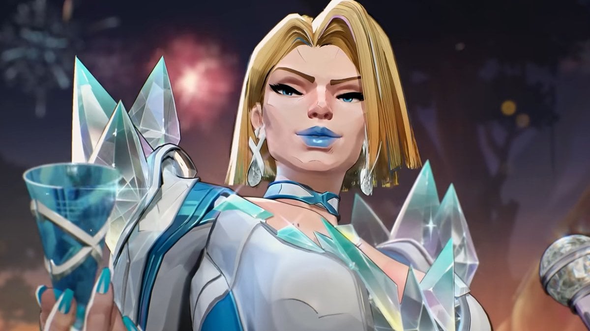 Emma Frost from Marvel Rivals holding a cocktail
