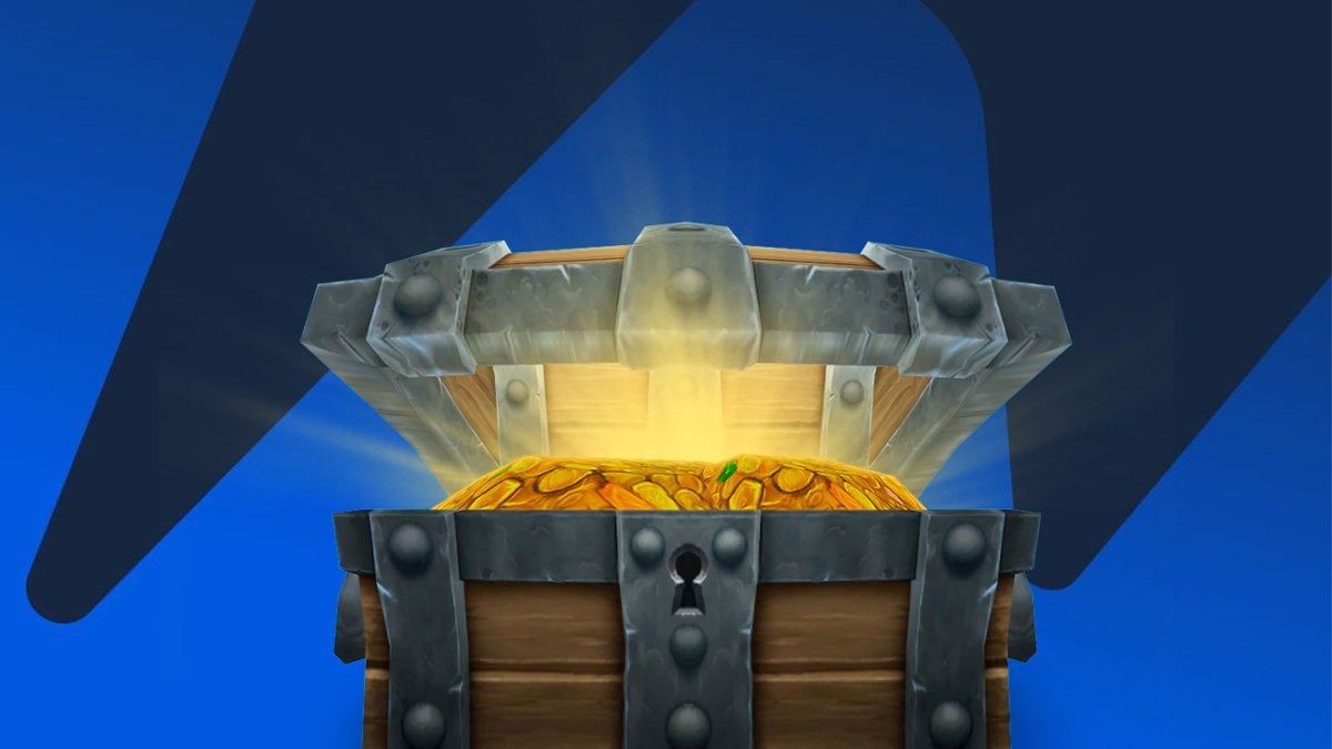 A glowing chest of gold in WoW.
