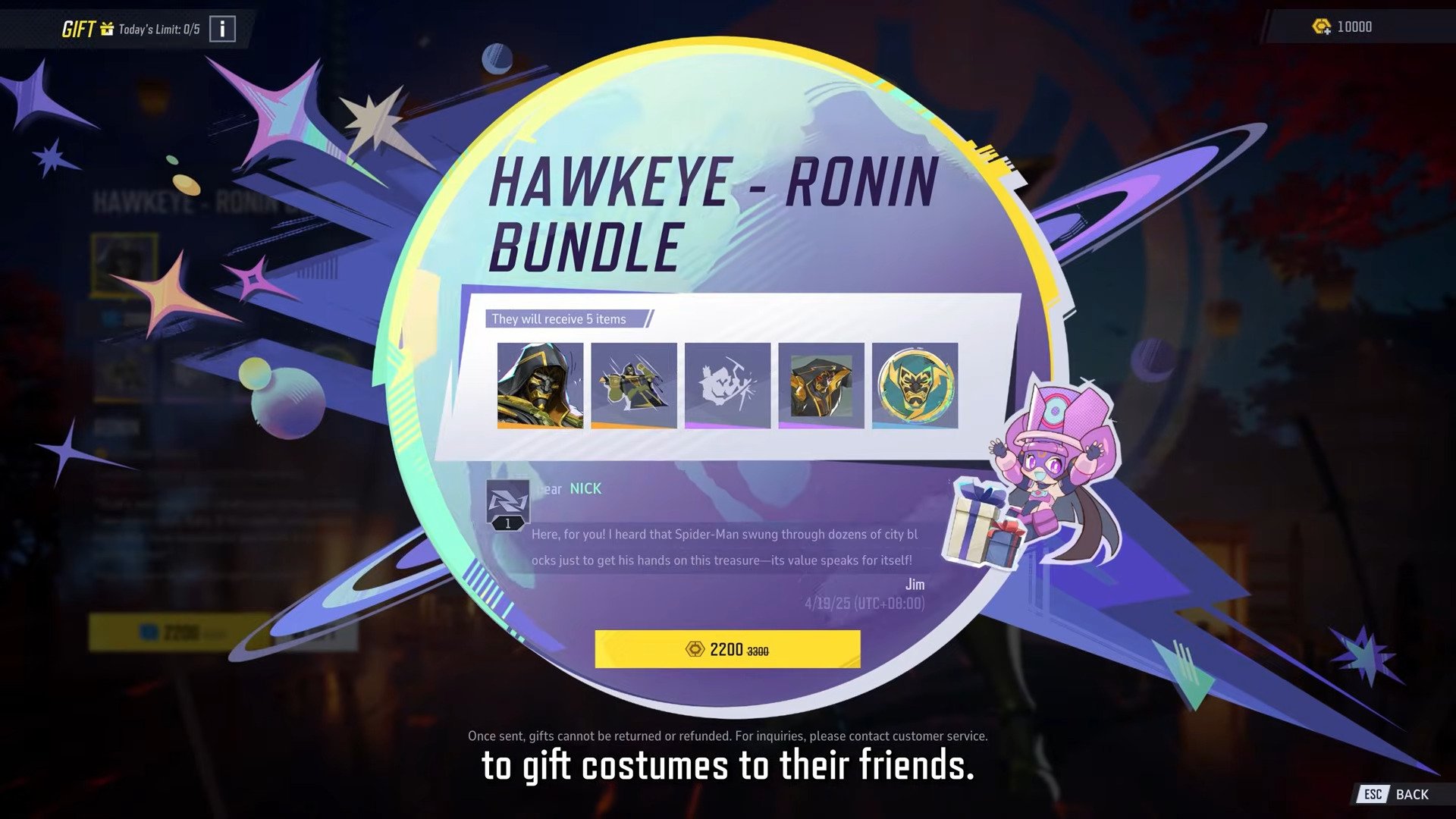 A snippet at gifting feature in Marvel Rivals