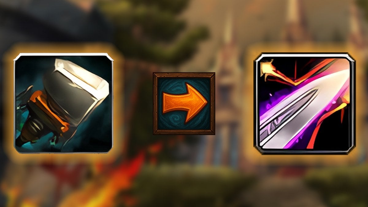 Caladboulder icon transforming into Caladbolg icon