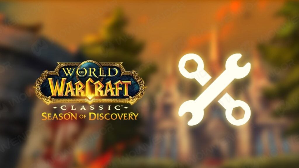 Season of Discovery logo is on the left, on the right are some wrenches.