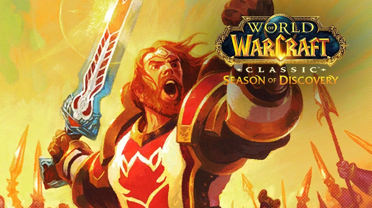 Taelan Fordring Hearthstone art with Season of Discovery logo