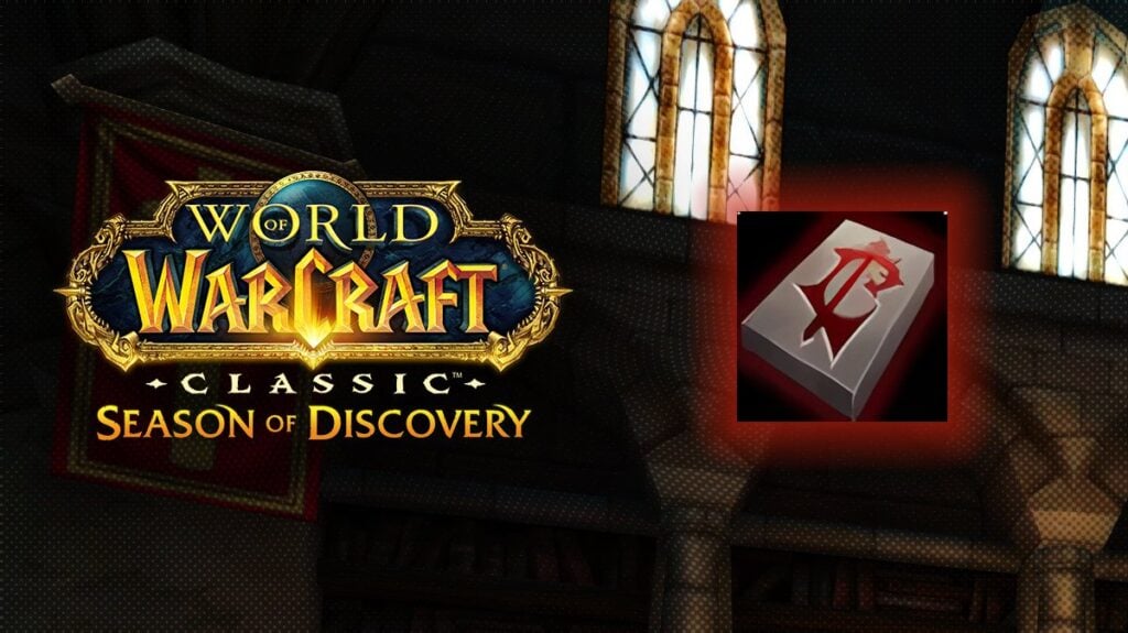 Season of Discovery logo with Scarlet Insignia icon