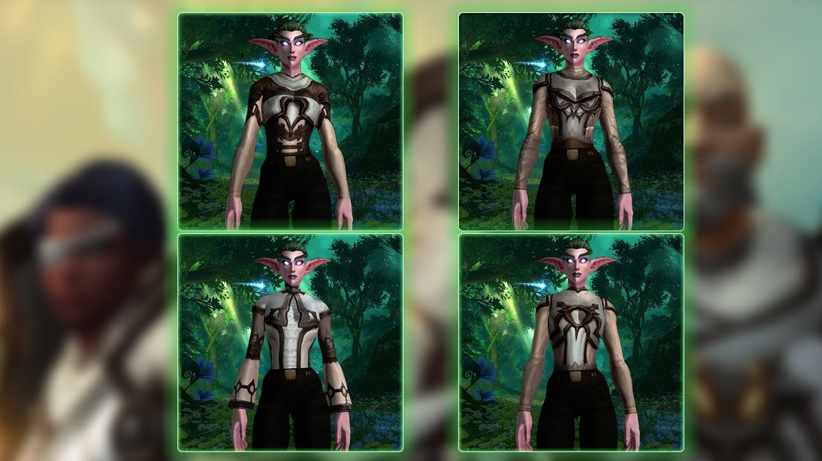 Four white and light brown shirts on Night Elves in WoW