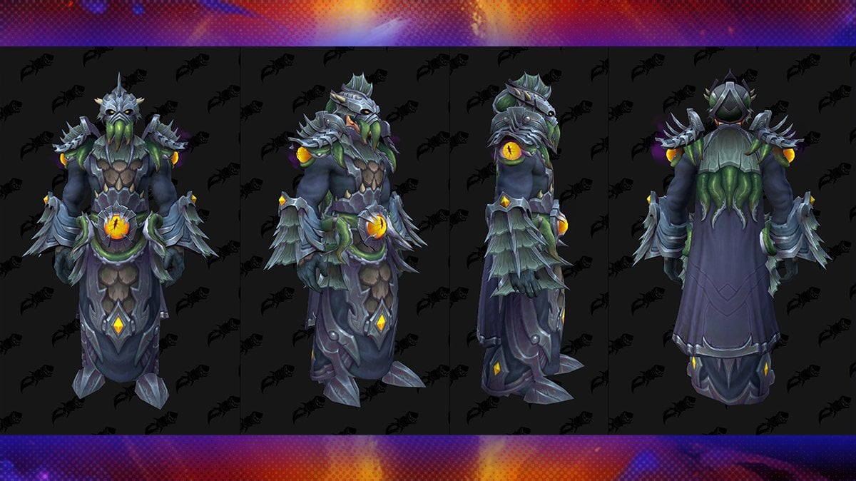 An aquatic grimdark mail-amor style suit with an eye on its belt