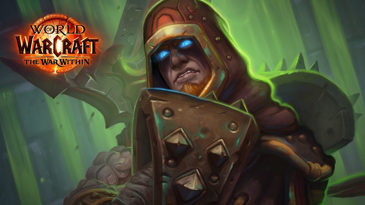 Undead man with green Unholy theme wielding a sword, with The War Within logo at the top left corner