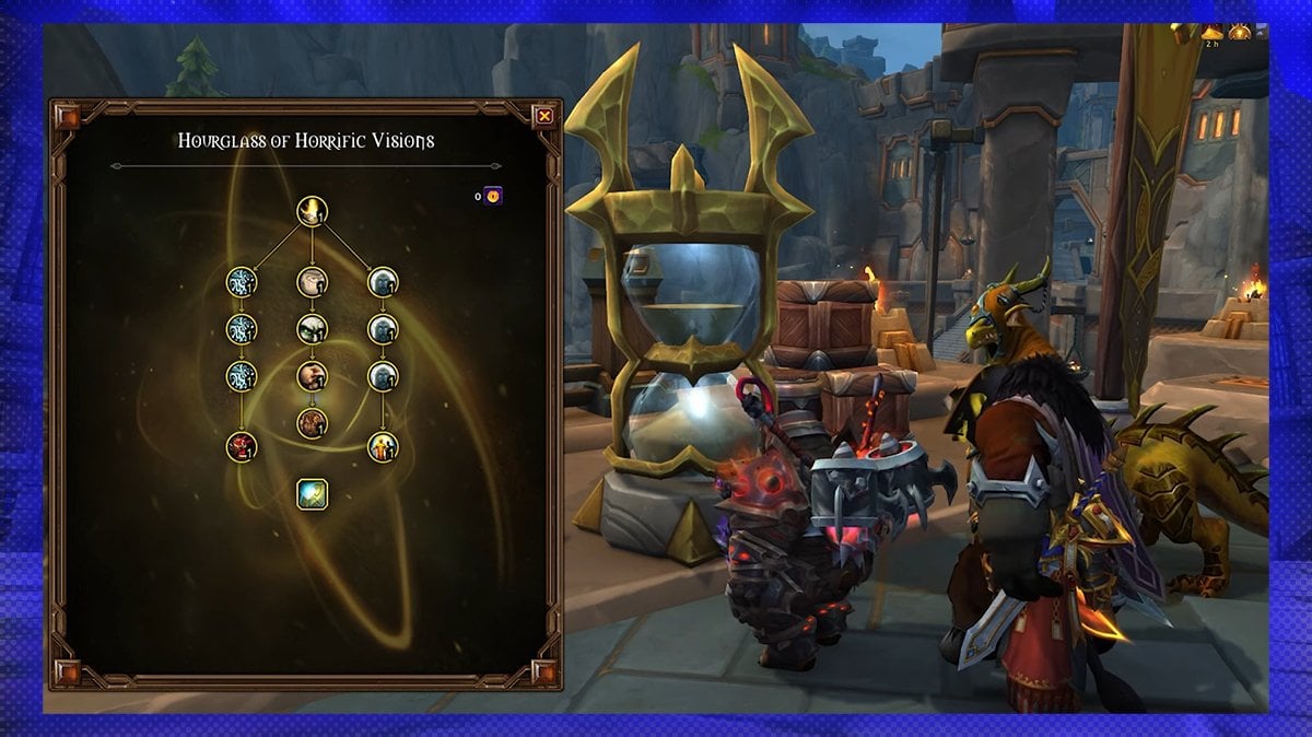 Hourglass of the Horrific Vision talent tree mechanic in Dornogal hub