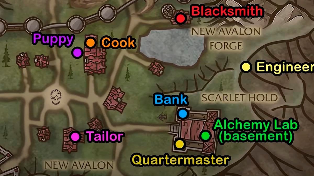 WoW SoD New Avalon map Bryon Steelblade blacksmith location