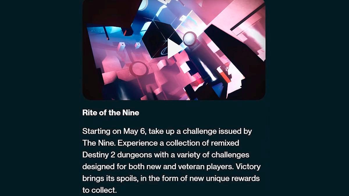 Destiny 2 Rite of the Nine event will start on May 6, according to Bungie announcement