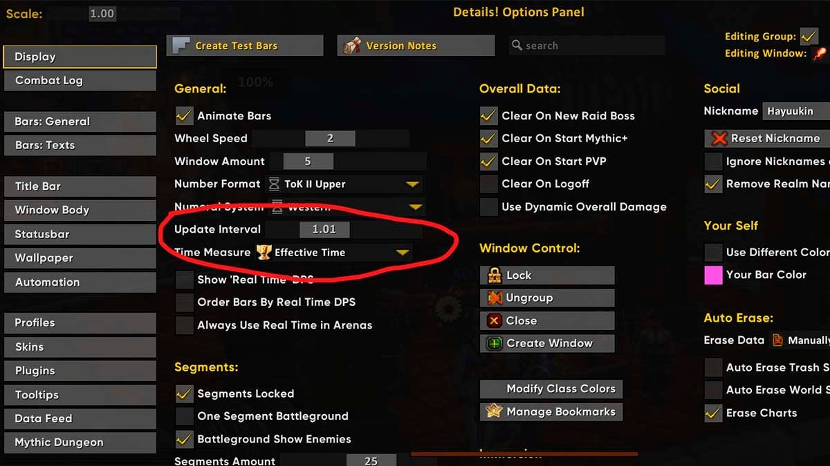 WoW Detail addon FPS fix: set update interval for 1 sec or higher