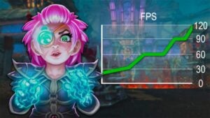 WoW graphics settings guide with FPS increasing graph and Toki for 2025