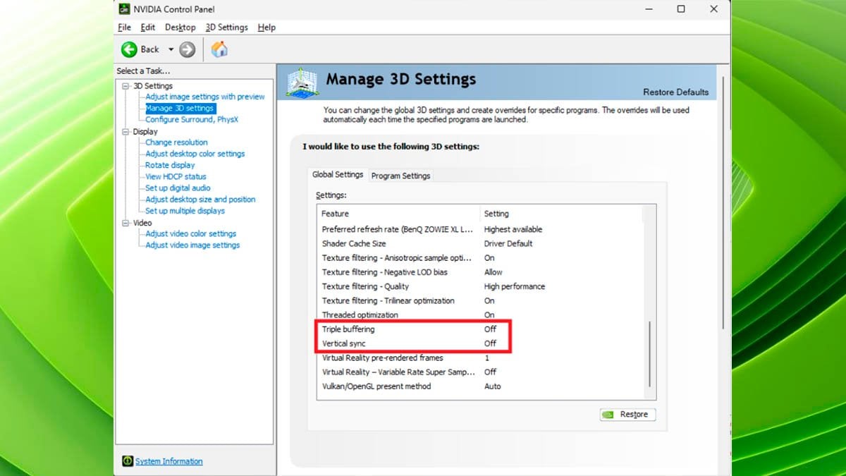 WoW Nvidia settings increase FPS