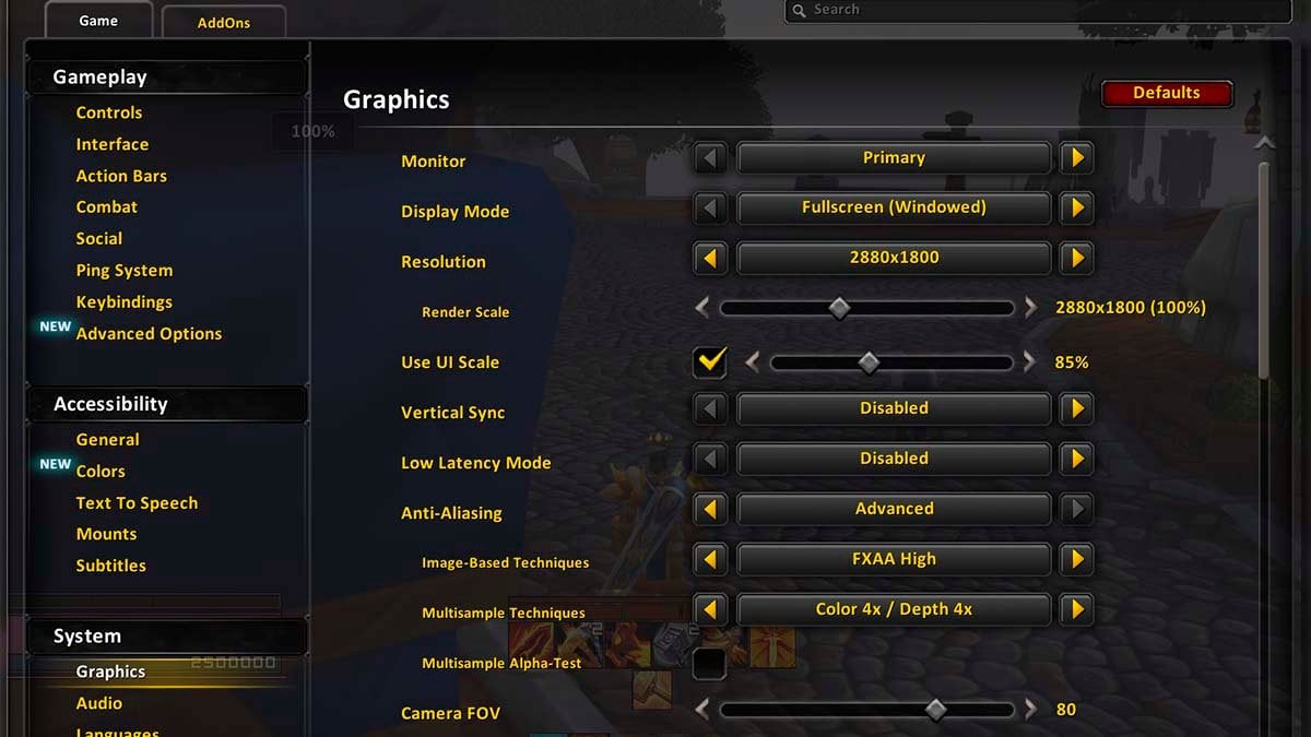 Optimal graphics settings in WoW TWW for maximum FPS