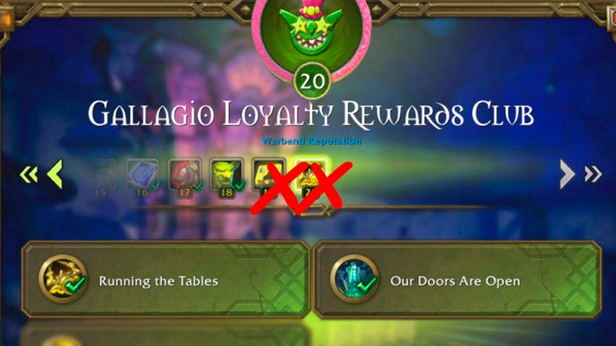 WoW patch 11.1.5 renown bug Gallagio Loyalty Rewards Club