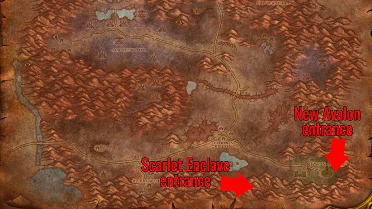 WoW SoD Scarlet Enclave entrance in Eastern Plaguelands