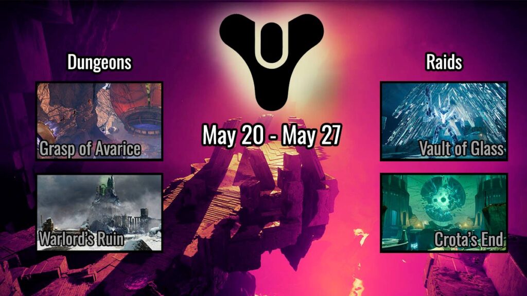 Destiny 2 dungeon and raid rotation May 20 to May 27.