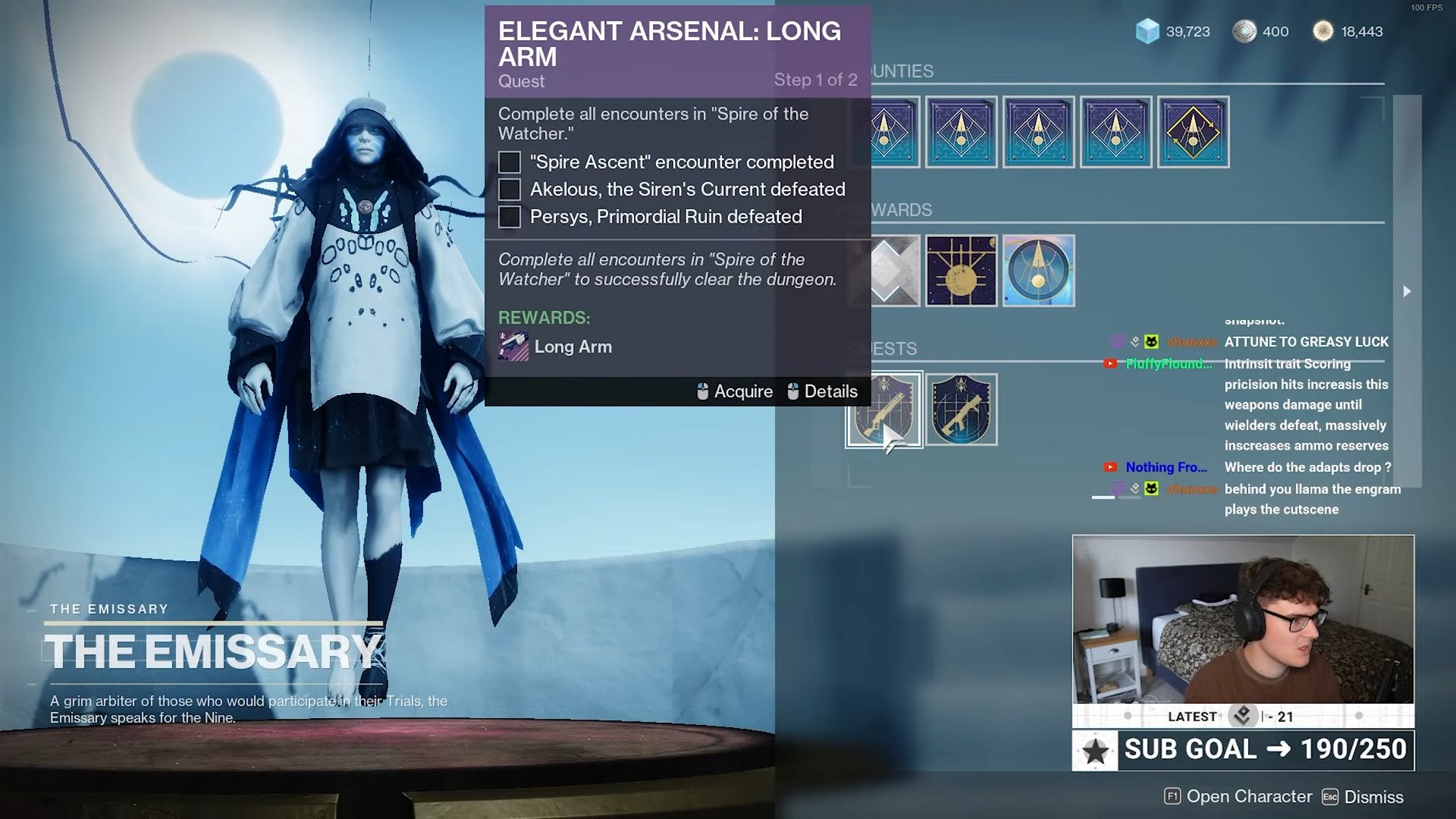 The Emissary hub with Llama Twitch streamer at the bottom right corner