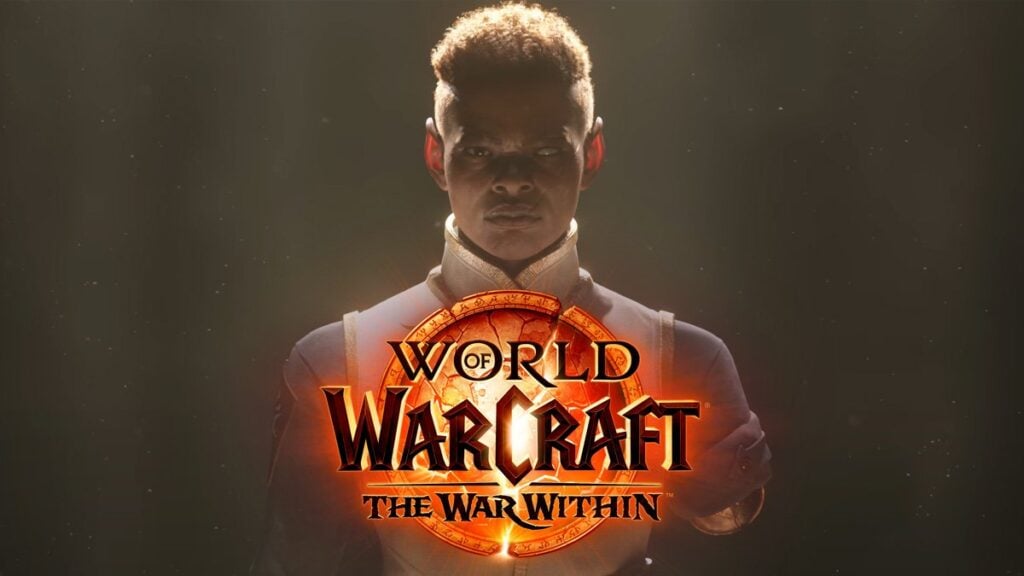 Faerin Lothar with The War Within logo in WoW.